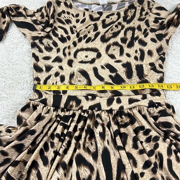 Cleo drop waist asymmetrical hem leopard print dress, size med - Picture 6 of 8